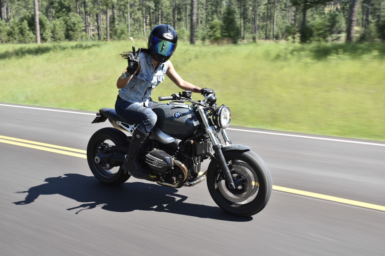 Woman Motorcycle Rider on the Sturgis Buffalo Chip Biker Belles