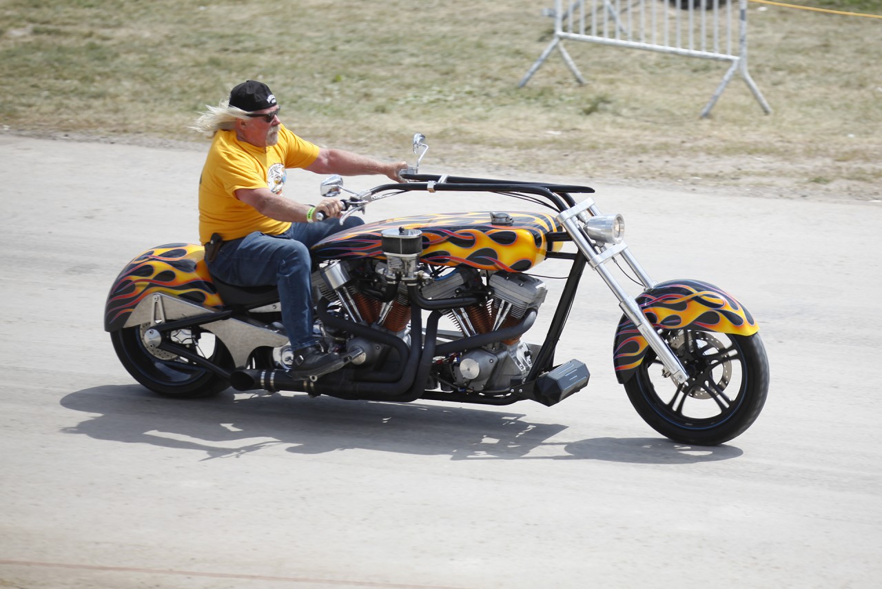 crazy John's double v-twin engine motorcycle at the Sturgis Buffalo Chip